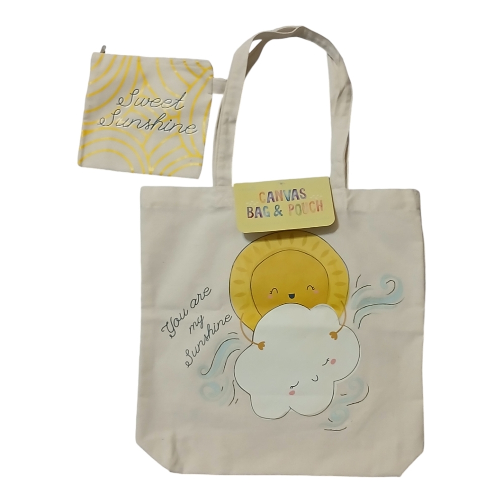 C.R. Gibson canvas tote bag and pouch You are my Sunshine